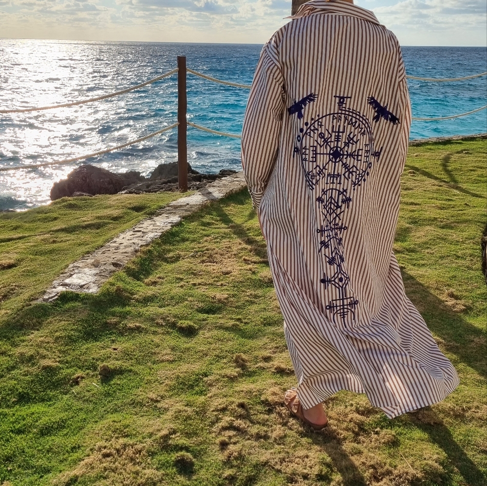 RESORT COLLECTION - Long dress with  Berber symbols